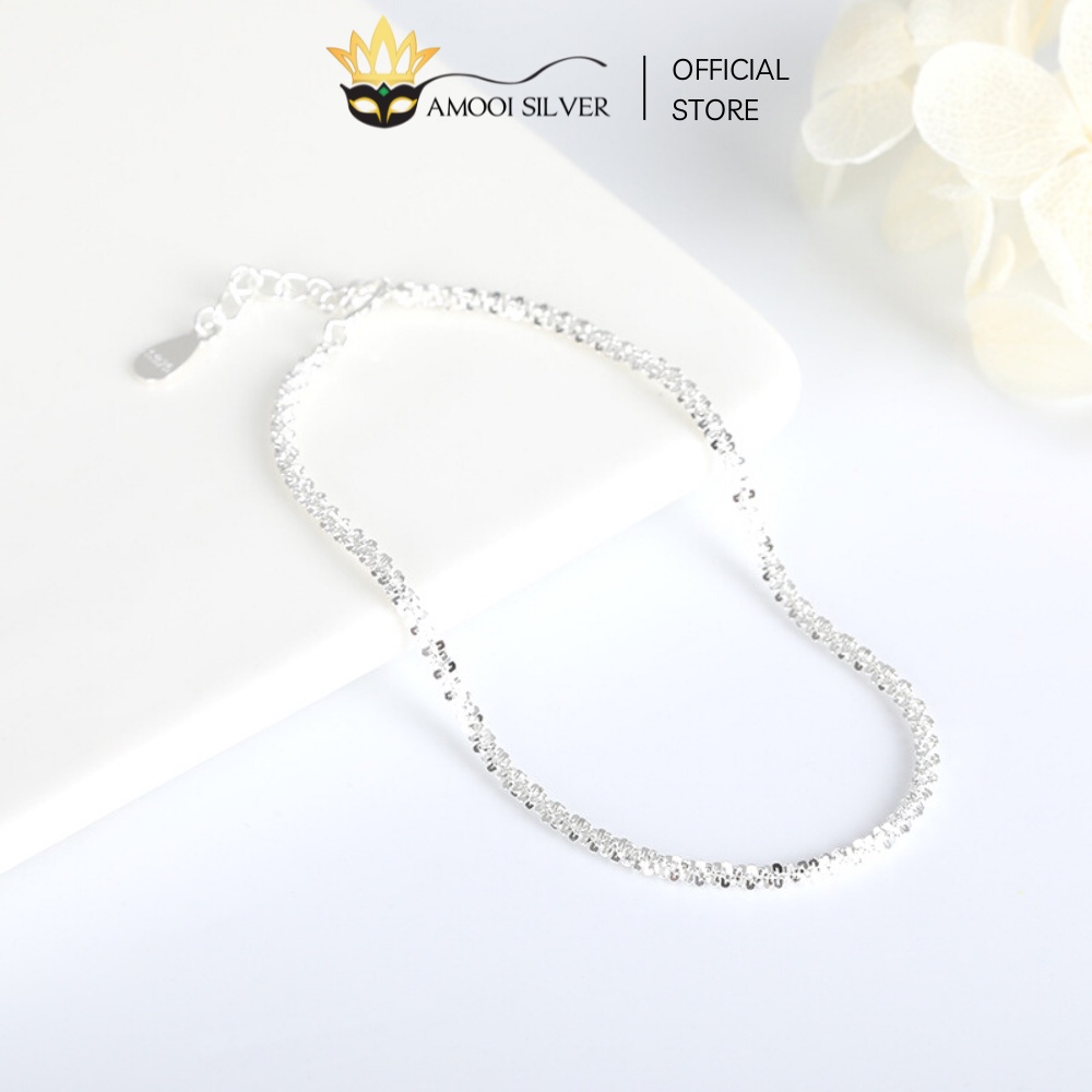 Lắc Tay Bạc Ý Cao Cấp S925 Mẫu Trơn Tinh Tế Sequin Lấp Lánh - Amooi Silver AT10