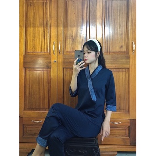 thời trang nữ, đồ lam đi chùa, set đồ bộ nữ lụa cao cấp