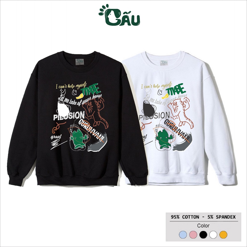 Áo sweater GẤU 194 vải thu đông co dãn, dày dặn mềm mịn form rộng phong cách Unisex - SW I can't help