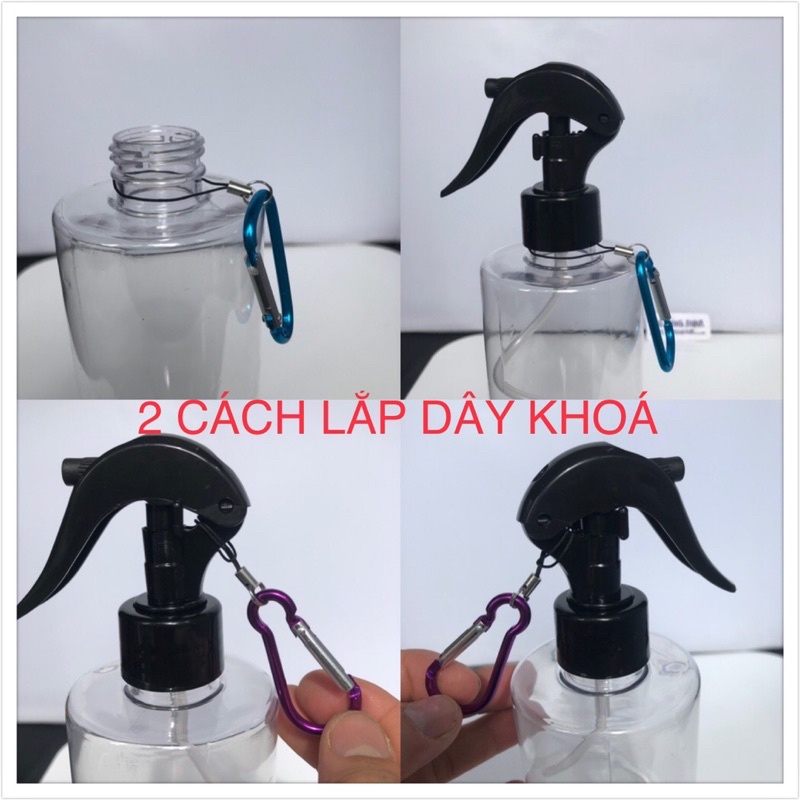 MÓC KHOÁ chai xịt nhựa rỗng 100ml/ 300ml/ 500ml - Bình xịt khuẩn, xịt phun sương, xịt tưới cây, xịt tóc Móc khoá treo xe