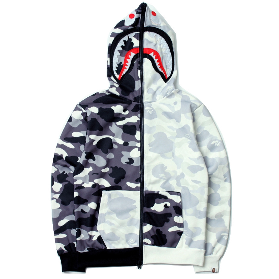 Áo Khoác Hoodie Phối Khóa Kéo Họa Tiết Rằn Ri / Cá Mập Độc Đáo Thời Trang 2019