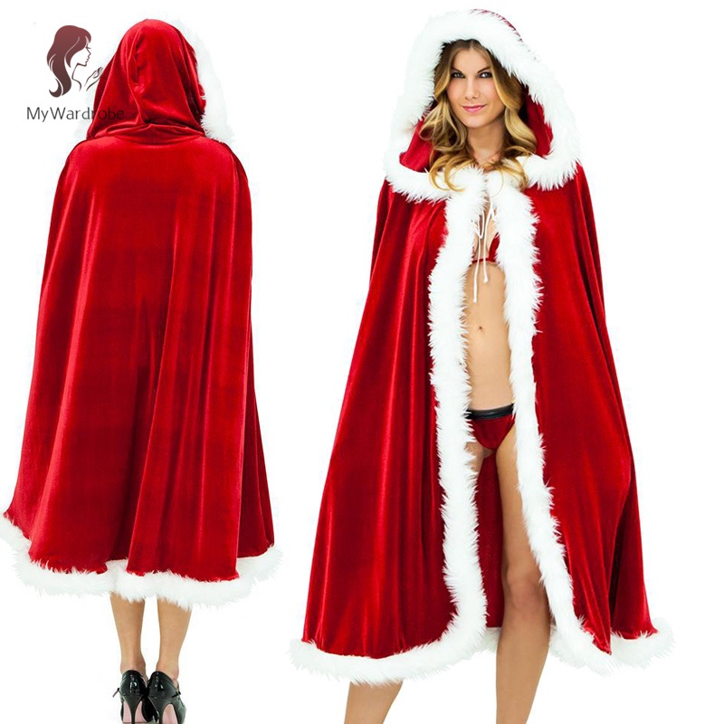Áo choàng có nón hóa trang giáng sinh gợi cảm cho nữ
