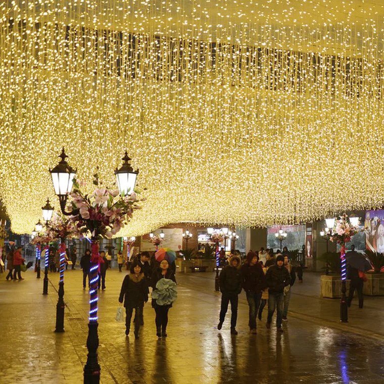 Bộ đèn rèm nháy 4m sợi dài 60cm trang trí nhà cửa đón giáng sinh, lễ tết, decor tiệc cưới, nhà hàng, quán cà phê DR-46