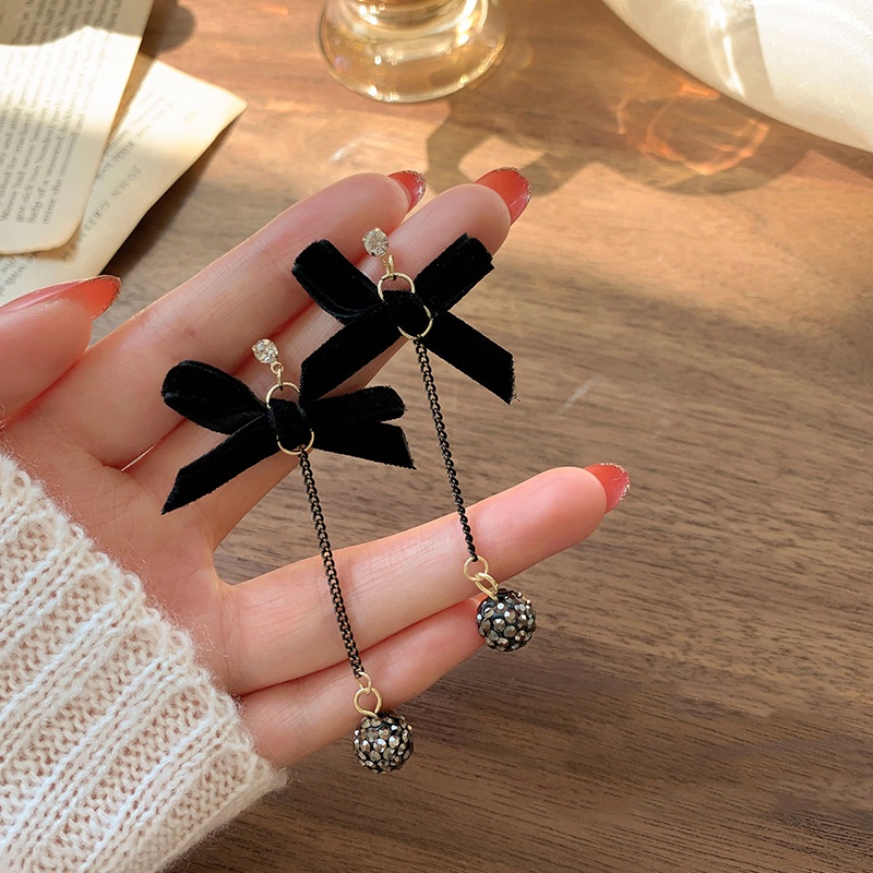 Bông Tai Hình Nơ Phối Tua Rua Phong Cách Vintage Dành Cho Nữ