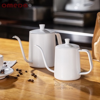 Bình drip pha cà phê bình cổ ngỗng pha cafe V60 brew pha trà màu trắng 600ml đun bếp từ
