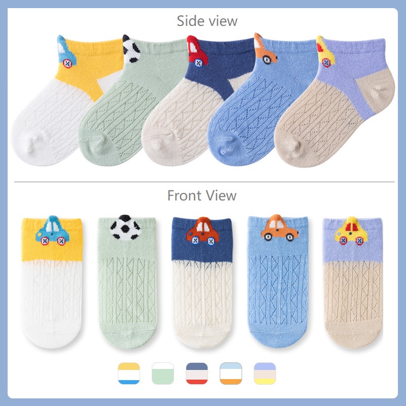 Bộ 5 Đôi Vớ Cotton In Họa Tiết Hoạt Hình Dễ Thương Cho Bé Từ 1 Đến 12 Tuổi
