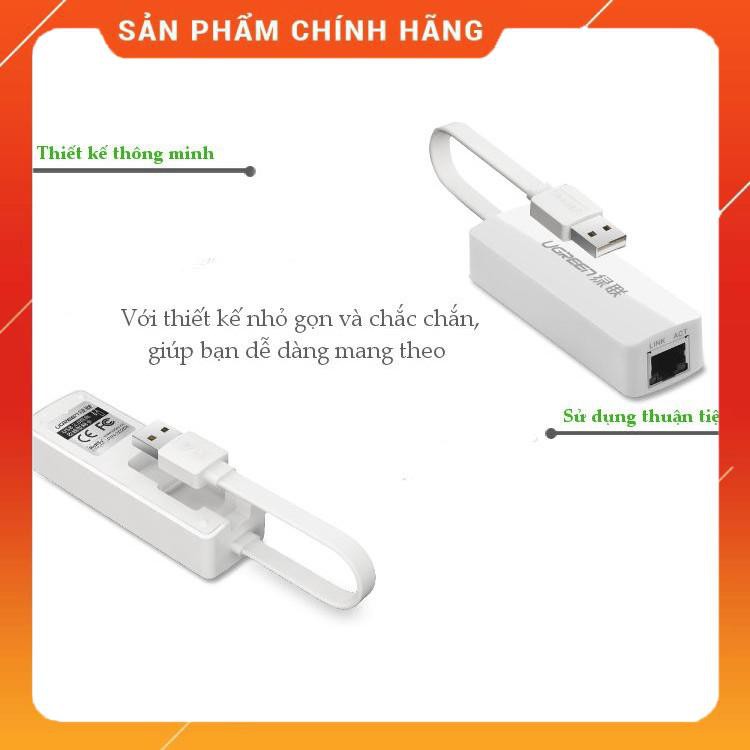 (Có sẵn) Card mạng USB 2.0 sang LAN 10/100 Lan card dây dẹt UGREEN 20268