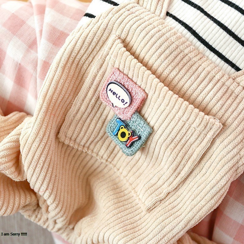 Bộ áo liền quần CAMQUYTSTORE áo thun sọc dễ thương cho thú cưng
