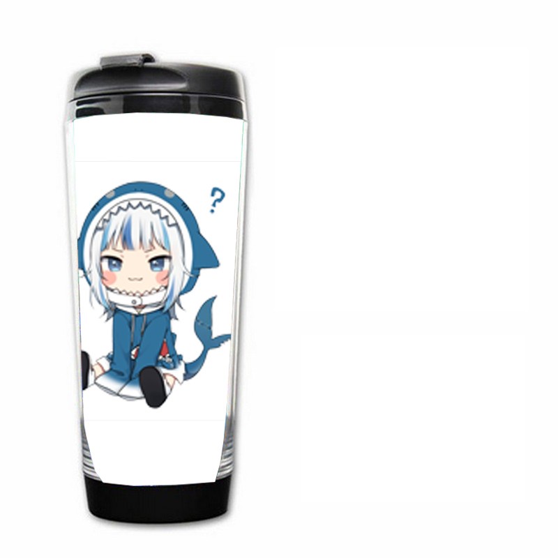 Bình nhựa đựng nước in hình GAWR GURA Hololive Vtuber anime chibi tiện lợi để đồ uống xinh xắn