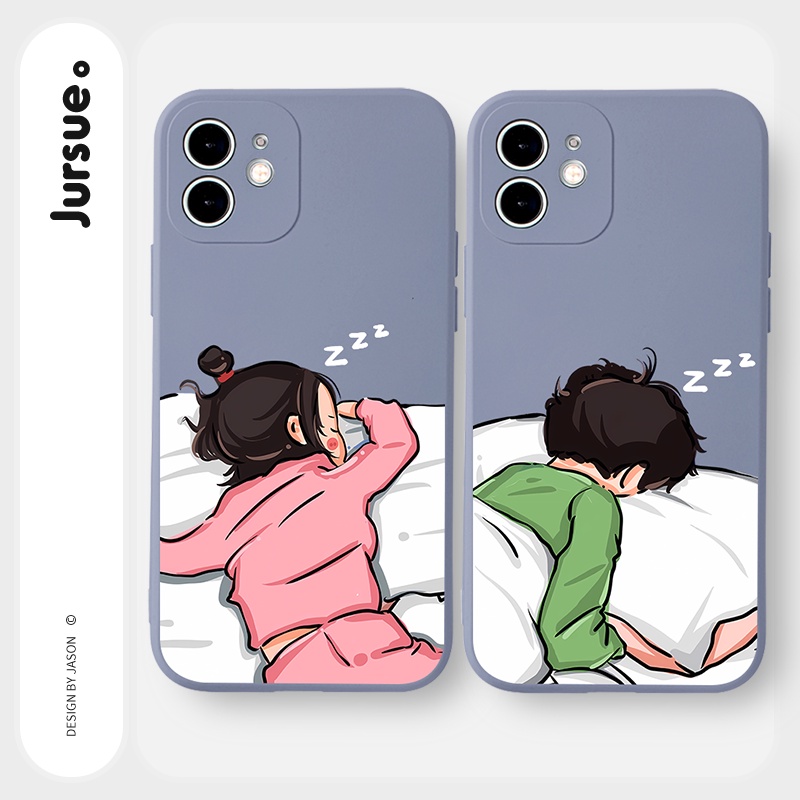 Ốp lưng JURSUE mềm hoạt hình cặp đôi dễ thương đẹp Cho iPhone 14 13 12 11 Pro Max SE 2020 X XR XS 8 7 ip 6S 6 Plus kute Y2390