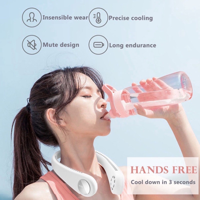 Quạt mini đeo cổ không cánh Parrot thổi rộng 360 độ mát mẻ dễ chịu, có thể sử dụng trong 10h_BH 12 tháng. | BigBuy360 - bigbuy360.vn
