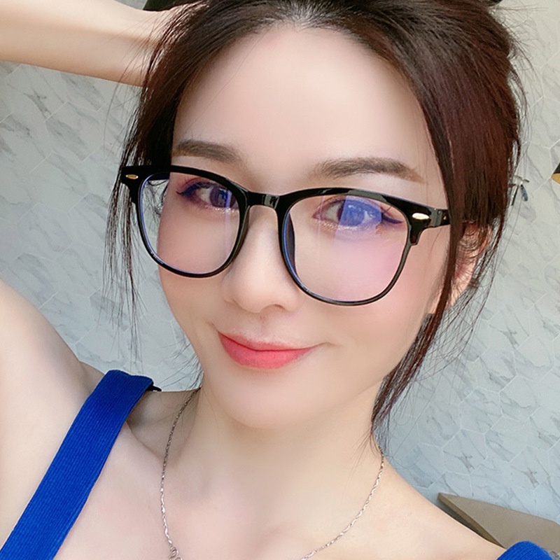Mắt Kính Gọng Vuông Trong Suốt Chống Bức Xạ Thời Trang Cho Nam Nữ