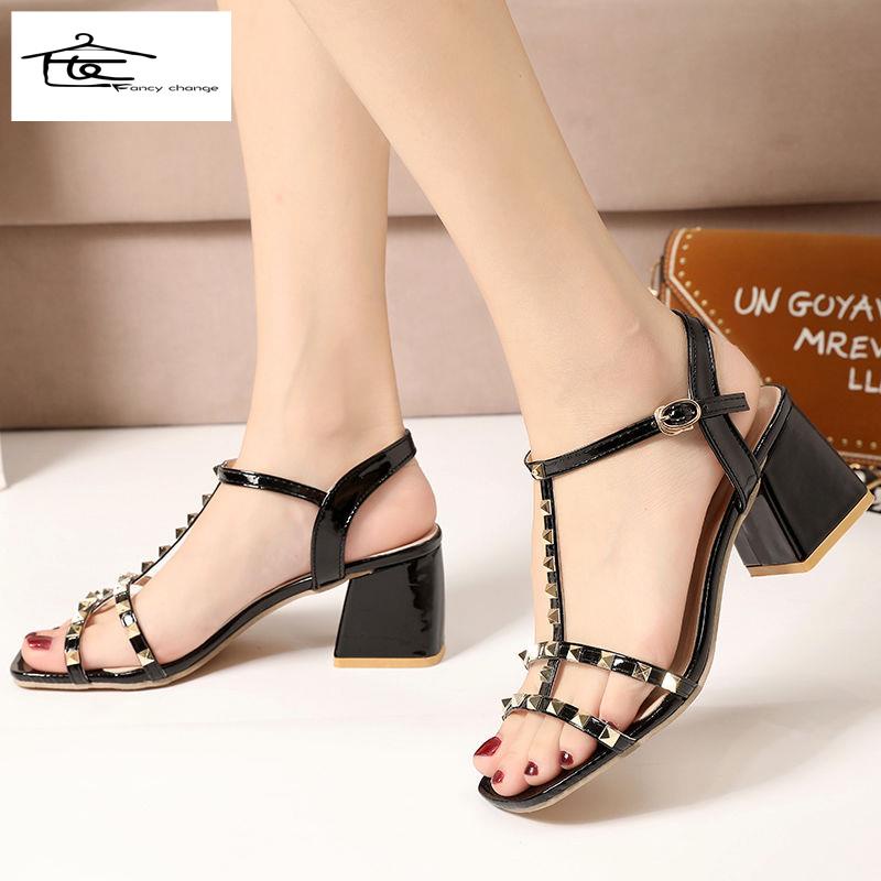 Giày Sandal Cao Gót Đế Dày Khóa Gài Phong Cách Thời Trang Mùa Hè Dành Cho Nữ 2022