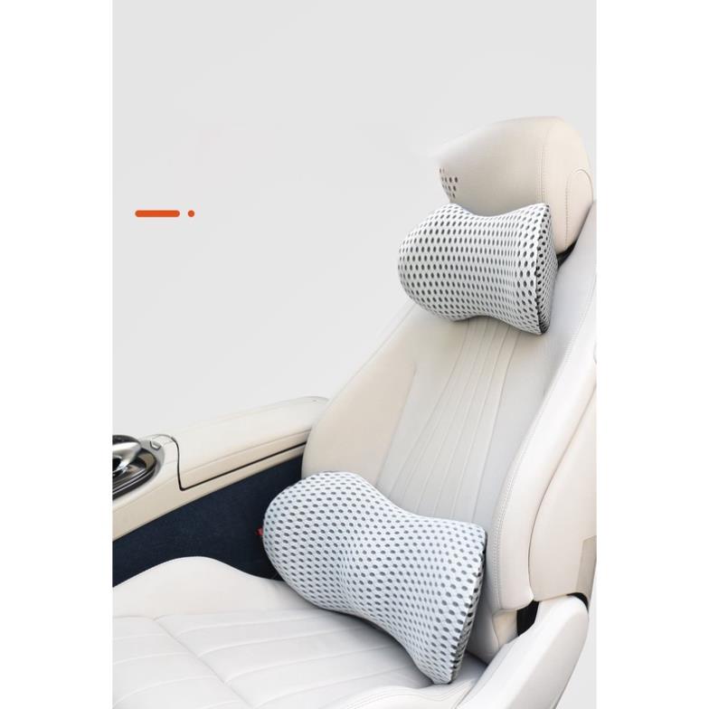 Gối tựa đầu ô tô chất liệu 4D phiên bản thời trang thoáng mát, Tựa lưng xe hơi dáng thể thao chống lún xẹp