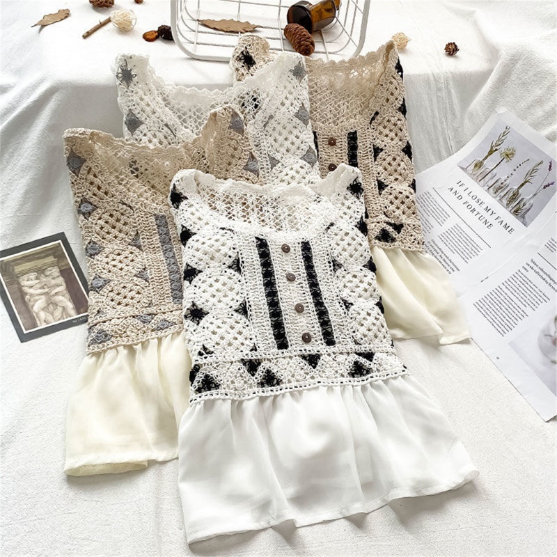 Áo Sơ Mi Chiffon Dài Tay Phối Ren Thời Trang Cho Nữ