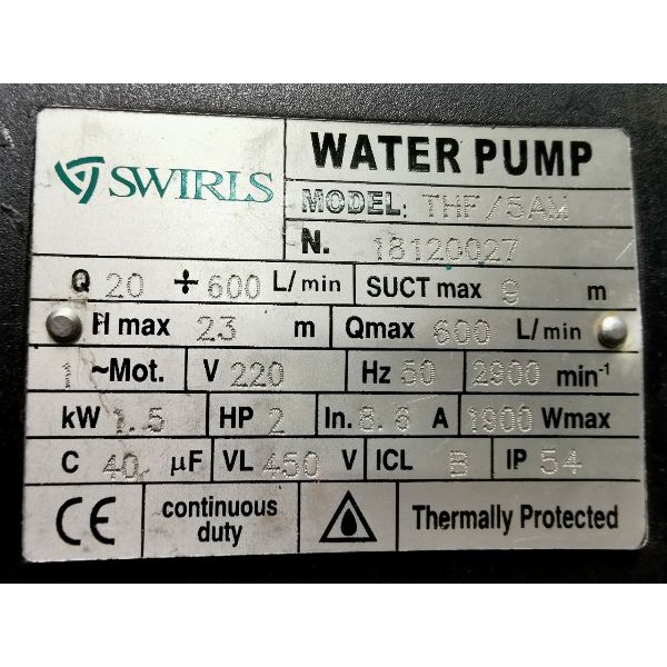 MÁY BƠM LƯU LƯỢNG 2HP  SWIRLS THF/5AM