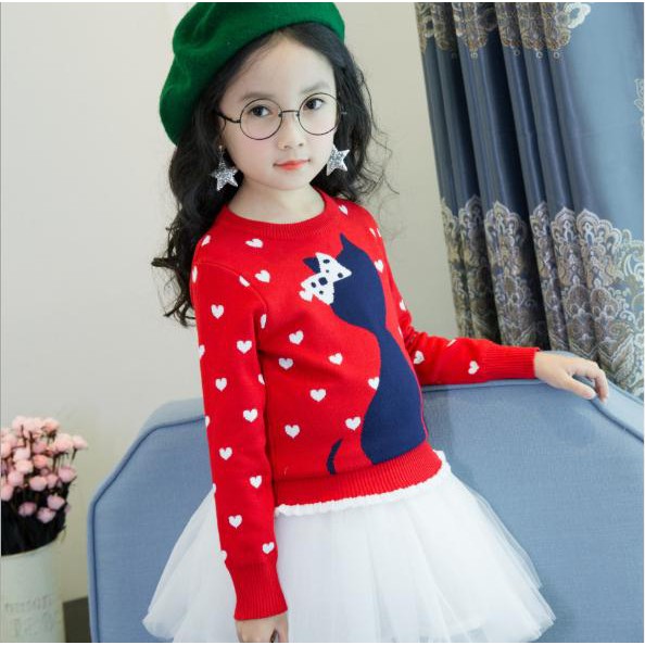 ÁO LEN BÉ GÁI,2 LỚP DÀY DẶN[sz 100-140cm]từ 12-35kg
