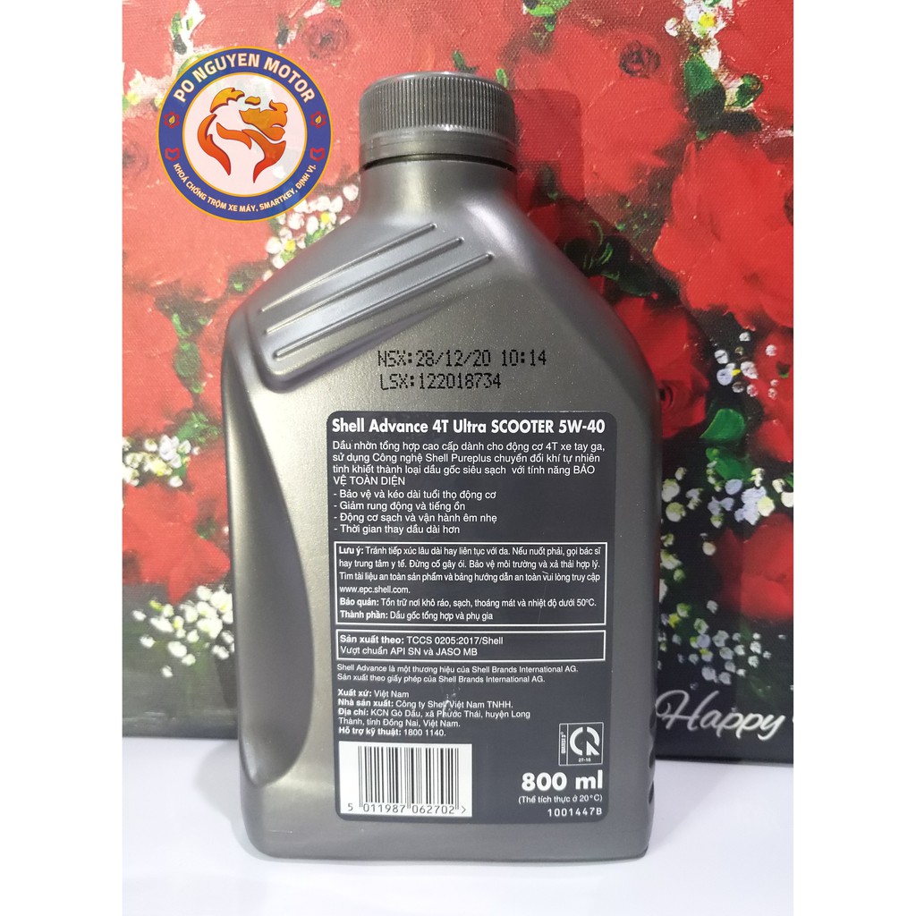 DẦU NHỚT CAO CẤP SELL ADVANCE ULTRA SCOOTER 5W-40 (800 ML)  DÀNH CHO XE TAY GA