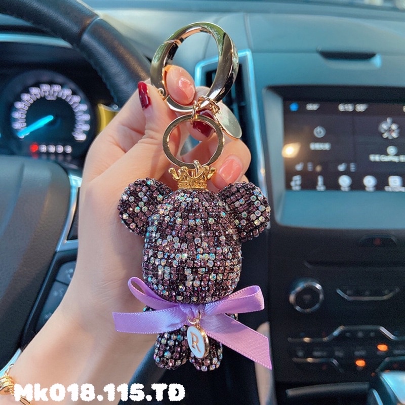 Móc khoá gấu đính đá phong cách sang trọng