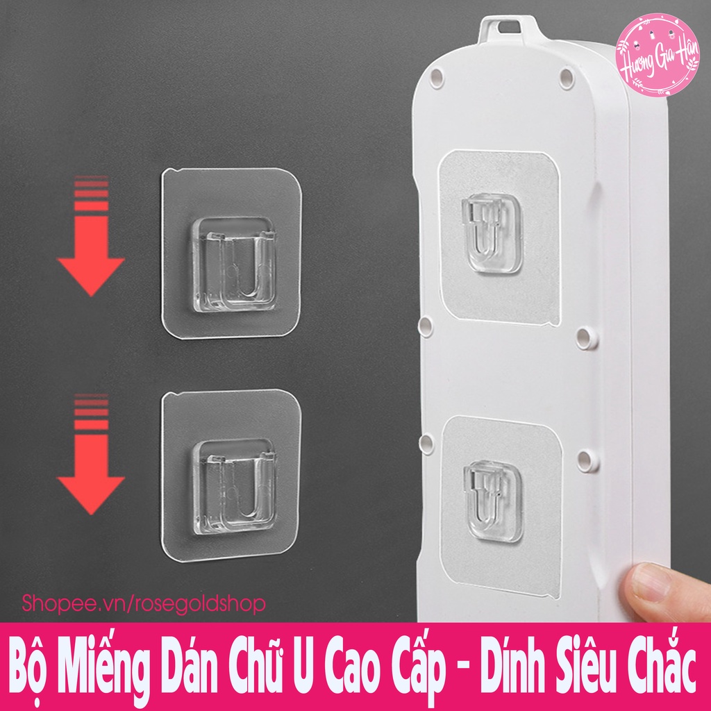 Set 2 Miếng Dán Tường Móc Cài Đa Năng Treo Kệ, Treo Tranh, Treo Đồ Cao Cấp - Miếng Dán Chữ U - Dính Siêu Chắc