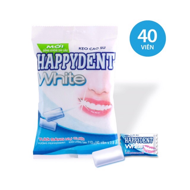 Combo 10 Gói Kẹo Gum Trắng Răng HappyDent White 112gr x 40 viên