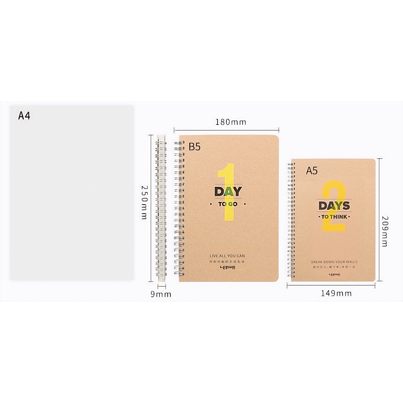 Sổ lò xo A5 B5 kẻ ngang 136 trang bìa Kraft vintage đơn giản mà tinh tế phù hợp ghi chép làm bullet journal,planner