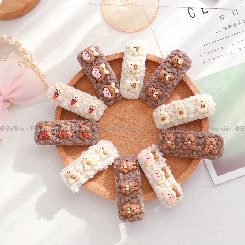 Gim kẹp hình gấu, thỏ len xoắn dễ thương BeBie - BP418
