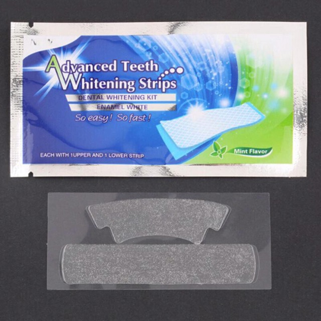Miếng dán trắng răng hiệu quả nhanh Whitening Strip Advanced hộp 7 gói gồm 14 miếng
