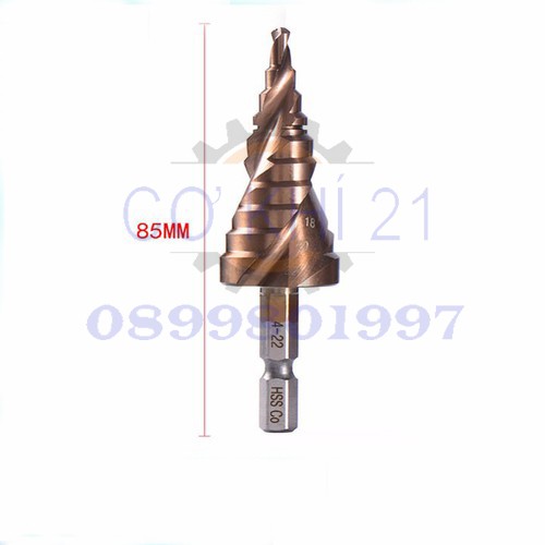 Mũi khoan bước tháp HSS 4-22mm (khoan inox,sắt,thép...)