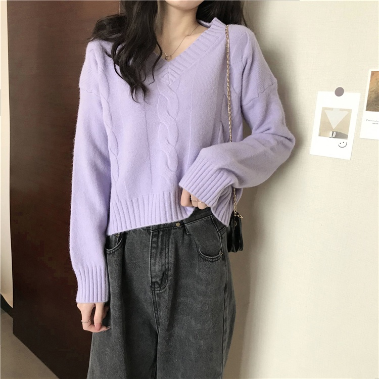 【ZHELIHANGFEI】Áo Sweater Tay Dài Dáng Rộng Kiểu Dáng Đơn Giản Dễ Phối Đồ