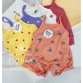 Set bộ cho bé gái 02 dây tăm lạnh hoạ tiết trái tim, thỏ siêu cute