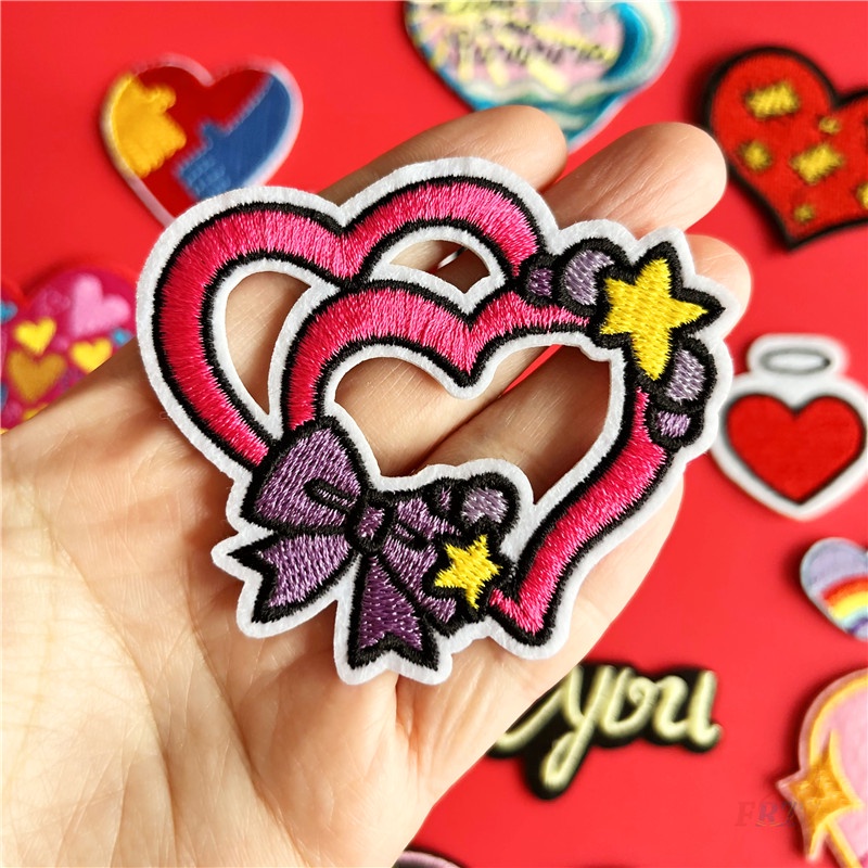 ♥ Miếng Dán Ủi Hình Trái Tim ♥ 1 Sticker Ủi Thêu Hình Ngôi Sao Cầu Vồng