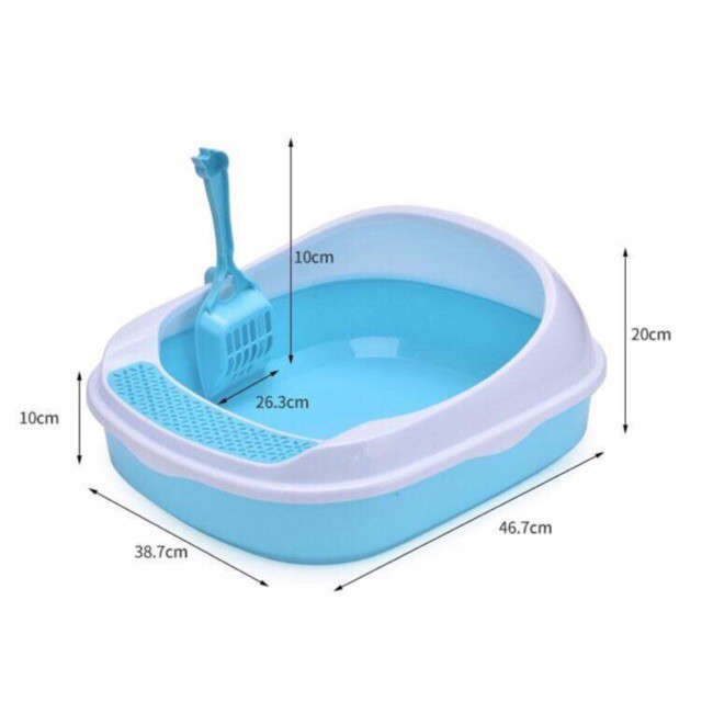 Khay vệ sinh vuông lớn có thành cao cho mèo size đại XL (tặng kèm xẻng)