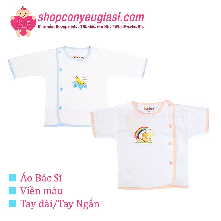 Áo Bác Sĩ Viền Màu Babiboo Sơ Sinh Tay Dài/Tay Ngắn - 100% Cotton