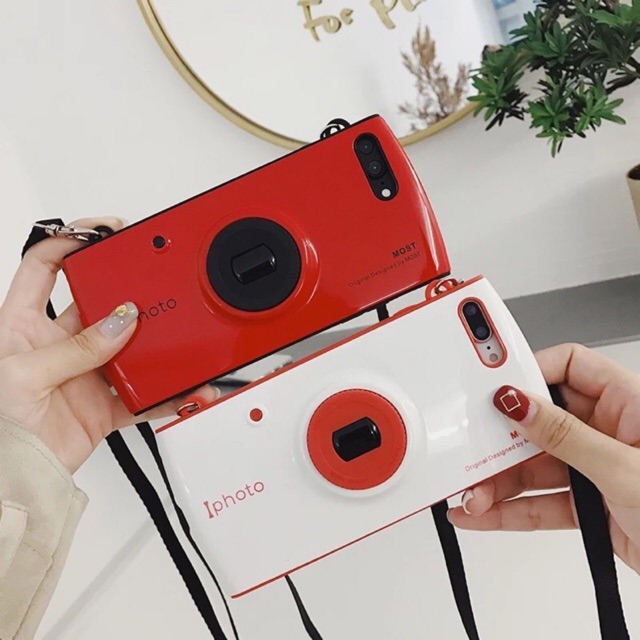ỐP LƯNG IPHONE 6 6S/6 PLUS/7/8/7 PLUS 8/ X XS MÁY ẢNH HÀN QUỐC FULL BOX CAO CẤP KÈM DÂY ĐEO