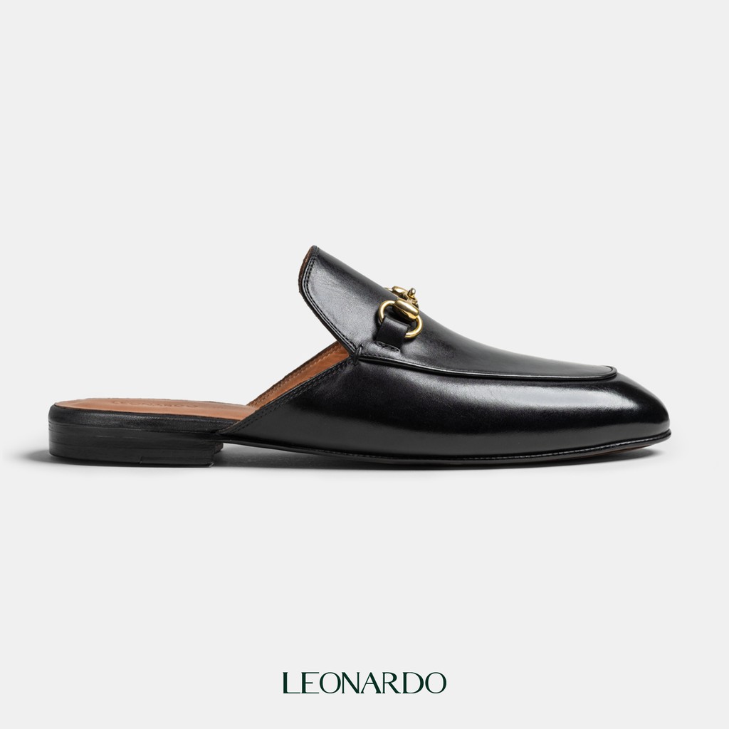 Giày sục nam sang trọng Slippers da nhập khẩu thương hiệu Leonardo