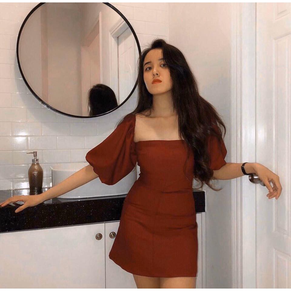 [Mã SKAMA06 giảm 8% tối đa 50K đơn 250K] ĐẦM ĐỎ CÚP NGỰC RỚT VAI TAY PHỒNG | BigBuy360 - bigbuy360.vn