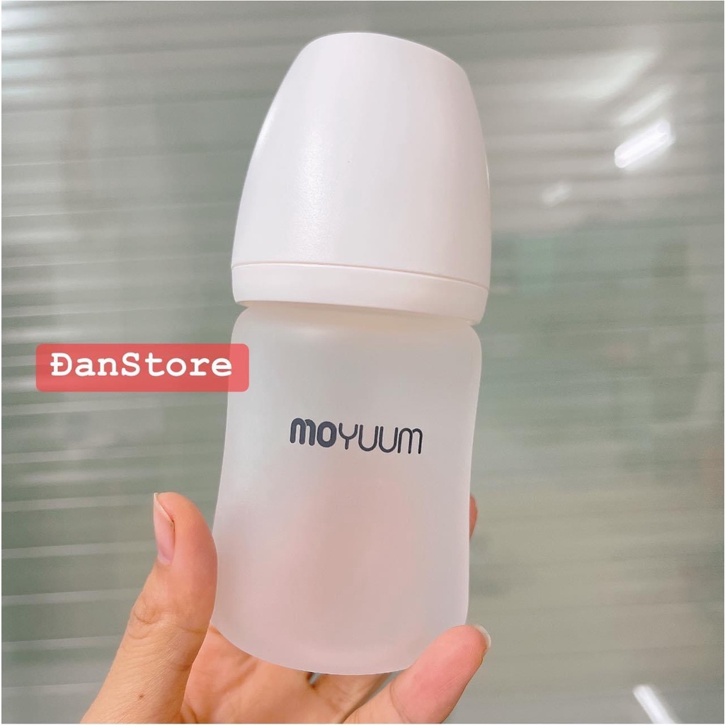 Bình Moyuum thủy tinh bọc silicon size 150-240ml chính hãng Hàn Quốc tùy chọn núm. bình Moy thủy tinh
