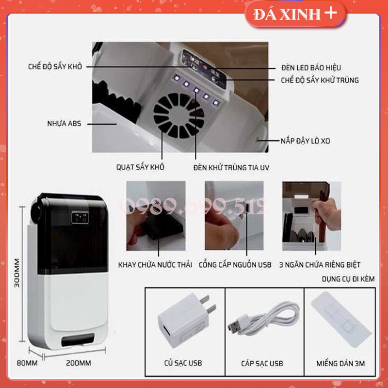 Hộp Đựng Đũa Thìa Và Sấy - Khử Khuẩn Bằng Tia UV Cao Cấp