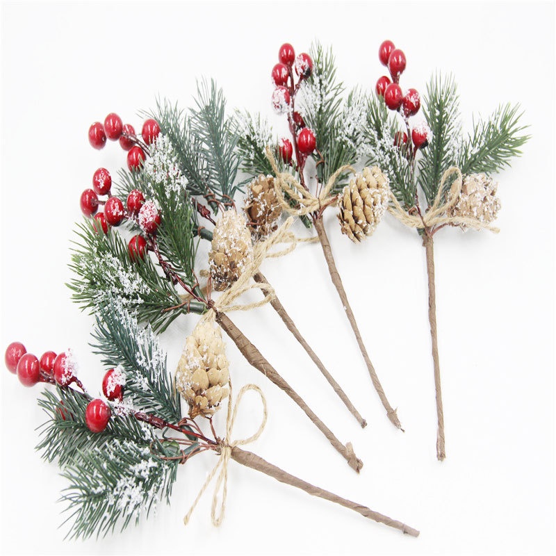 Set 10 cành thông trang trí noel, trang trí hộp quà noel, dùng gắn nơ tang trí các mẫu hộp quà giáng sinh