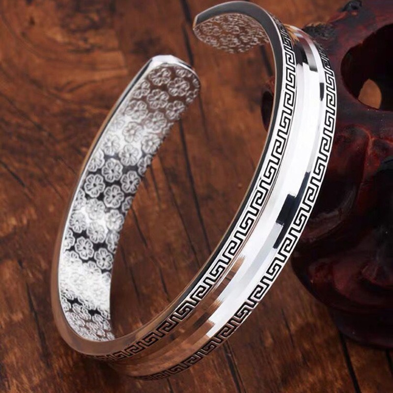 925 vòng tay bạc nguyên chất cho nam giới trở lại mẫu vòng tay cổ điển đồ trang sức đơn giản