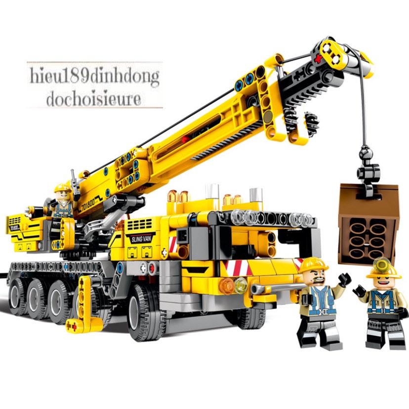 Lắp ráp xếp hình NOT Lego Technic Technique Sembo Block 701800 : Xe Cẩu Kỹ Thuật Cầu trục xây dựng 665+ mảnh