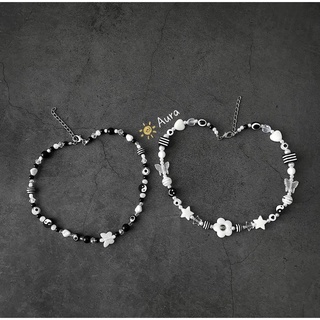 Vòng cổ Hoa Trắng đen mix Handmade bởi Aura