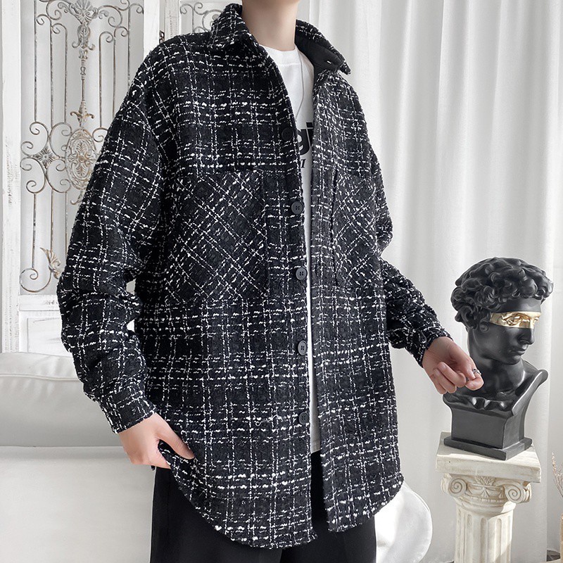 Áo sơ mi tay dài họa tiết sọc thời trang cho nam