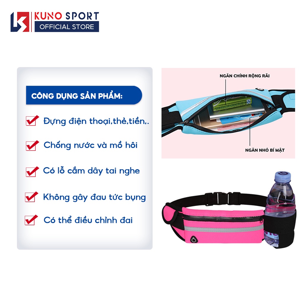 Túi Đeo Hông Chạy Bộ KUNO SPORT Có Led Phản Quang