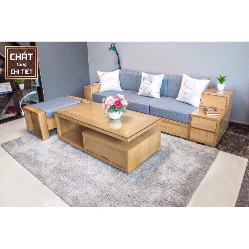 Bộ Sofa phòng khách gỗ Sồi Nga cao cấp