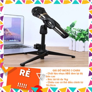 GIÁ ĐỠ MICRO 3 CHÂN KẸP ĐỂ BÀN MICROPHONE STANDS XẾP GỌN ĐA NĂNG CHIỀU CAO TỐI ĐA 24CM