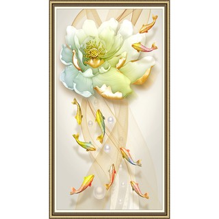 Tranh dán tường 3D VTC Cửu ngư quần hội LV-0114K Kim sa