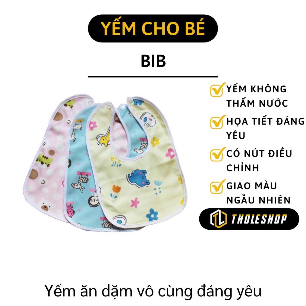 Yếm Ăn Cho Bé - Yếm Ăn Dặm Chống Thấm 2 Lớp Có Cúc Bấm Điều Chỉnh, Hình Thú 8434