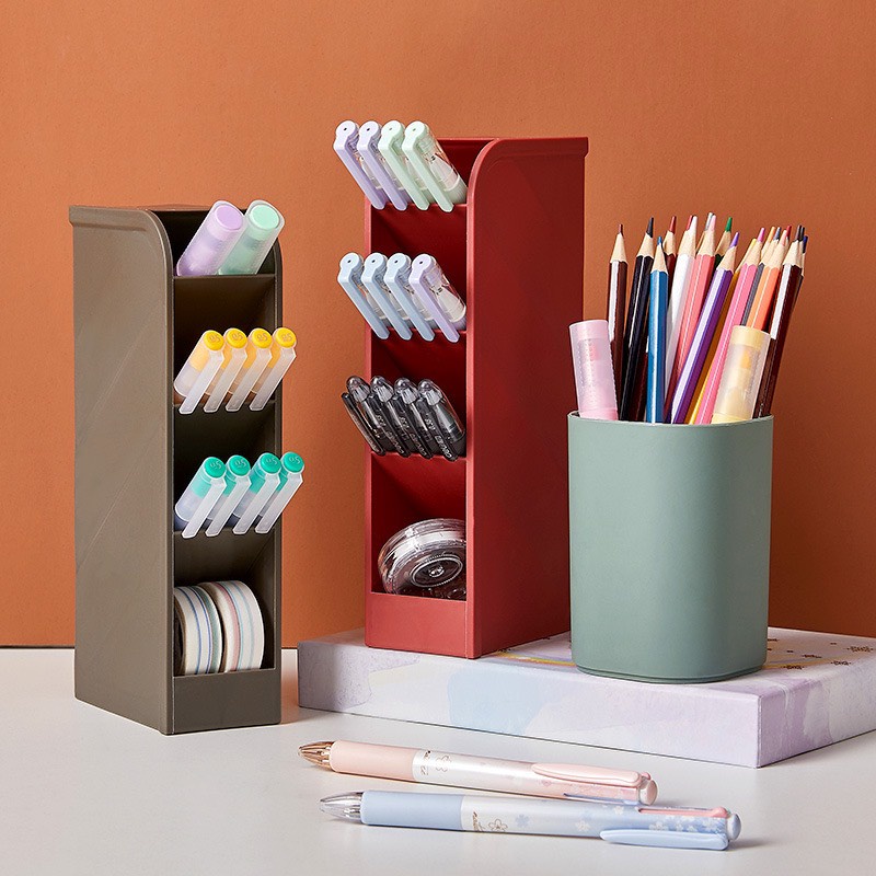 Kệ 4 tầng đựng bút/ mỹ phẩm/ cọ trang điểm 4 tầng lưu trữ hộp bút phân loại bút 12 pastel màu tùy chọn